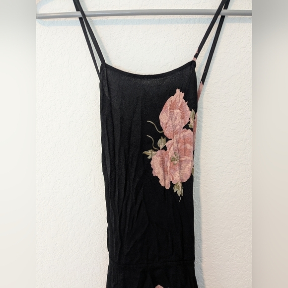 Reformation Black Pink Floral Sleeveless Criss Cross Open Back Slit Myrtle Dress - Picture 6 of 11
